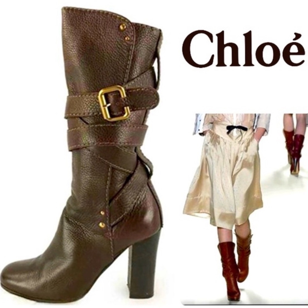 Chloe Brown Leather Women's Paddington Boots